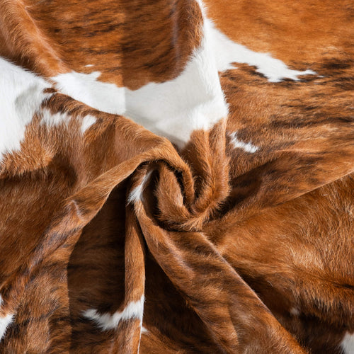 Tricolor Brindle Mix Cowhide Rug Size 7'5" L x 6'8" W 9593