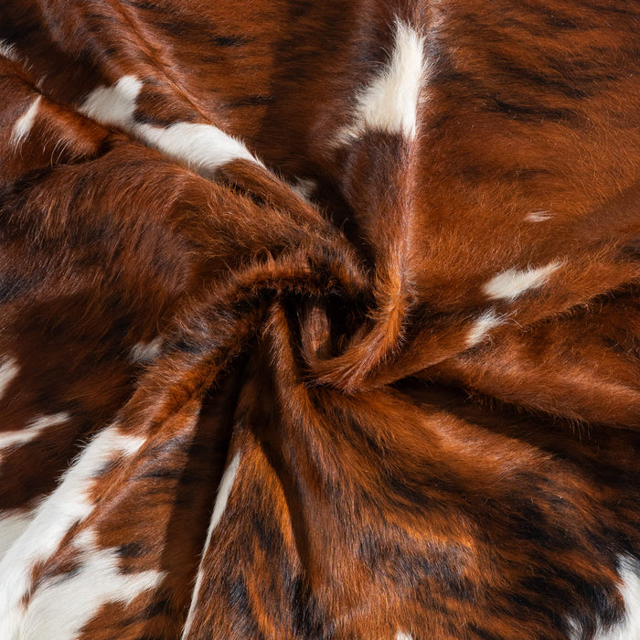 Tricolor Brindle Mix Cowhide Rug Size 6'9" L x 6'5" W 9597