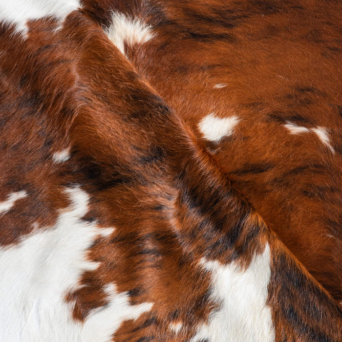 Tricolor Brindle Mix Cowhide Rug Size 6'9" L x 6'5" W 9597