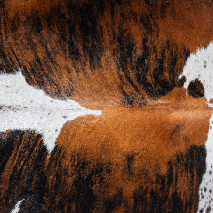 Tricolor Brindle Mix Cowhide Rug Size 8'1" L x 7'3" W 9598