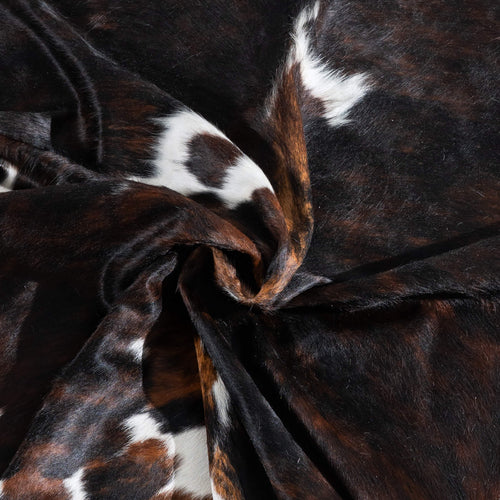 Dark Tricolor Cowhide Rug Size 7'11" L x 6'4" W 9601