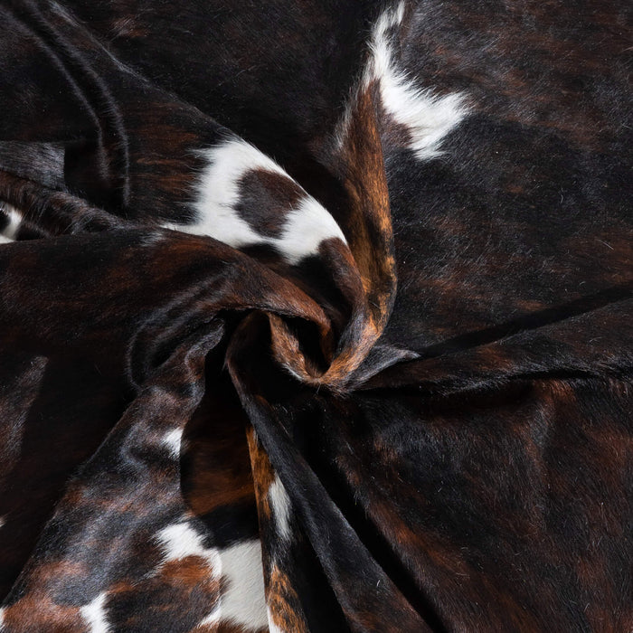 Dark Tricolor Cowhide Rug Size 7'11" L x 6'4" W 9601
