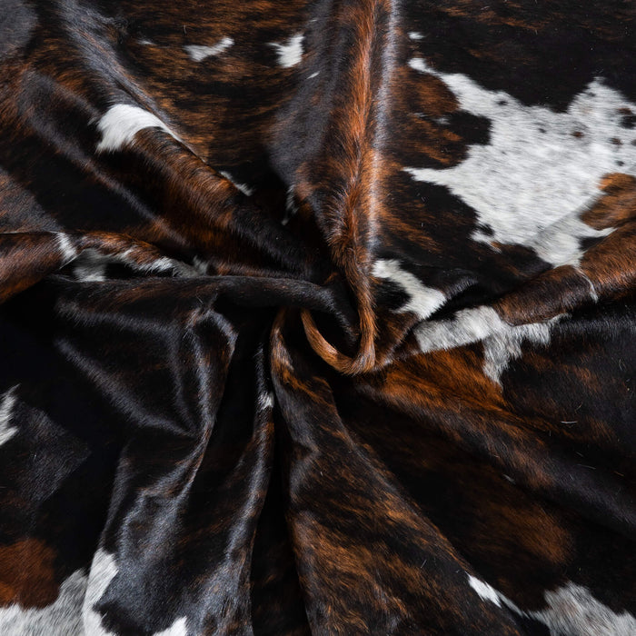 Tricolor Brindle Mix Cowhide Rug Size 7'0" L x 6'3" W 9612