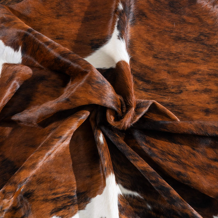 Tricolor Brindle Mix Cowhide Rug Size 7'1" L x 6'10" W 9615