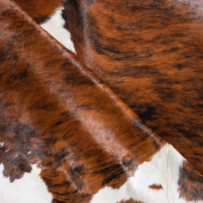 Tricolor Brindle Mix Cowhide Rug Size 7'1" L x 6'10" W 9615