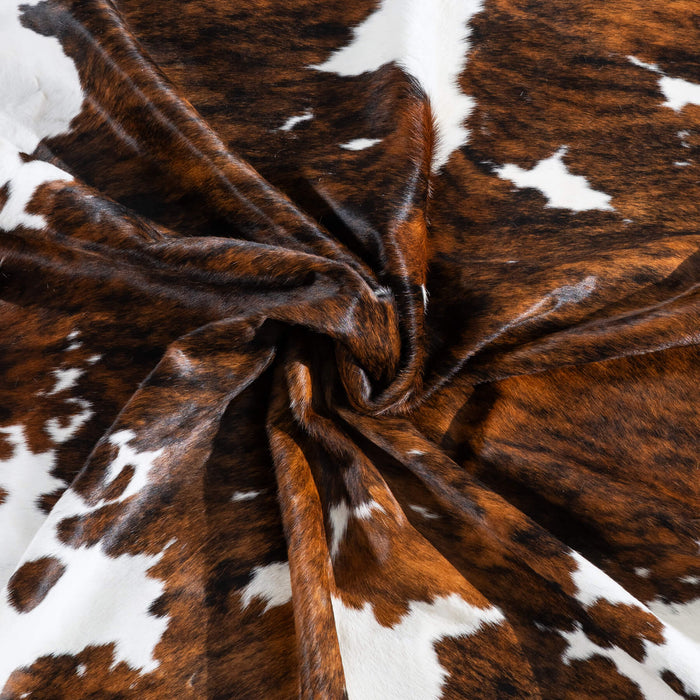 Tricolor Brindle Mix Cowhide Rug Size 7'9" L x 7'3" W 9616