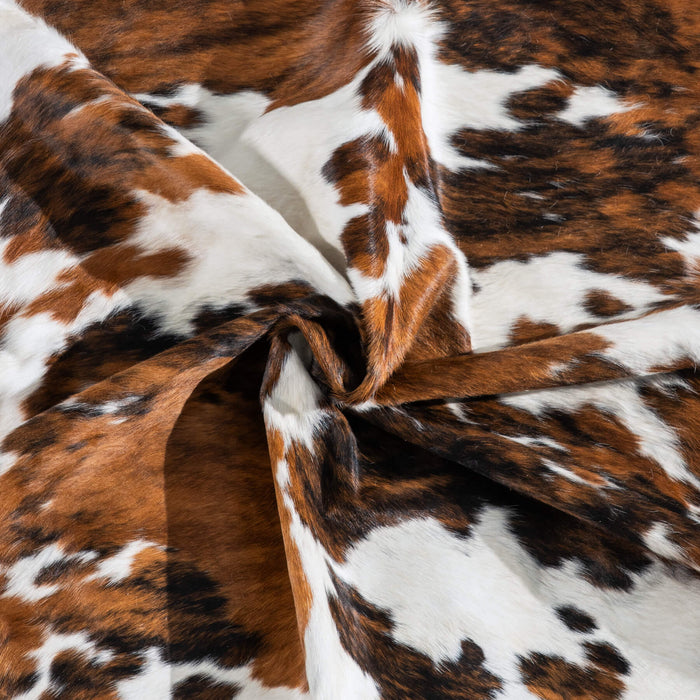 White Tricolor Cowhide Rug Size 7'5" L x 6'11" W 9619