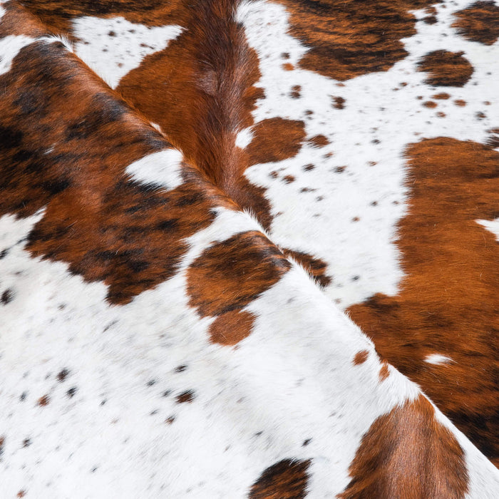 White Tricolor Cowhide Rug Size 6'10" L x 6'10" W 9620
