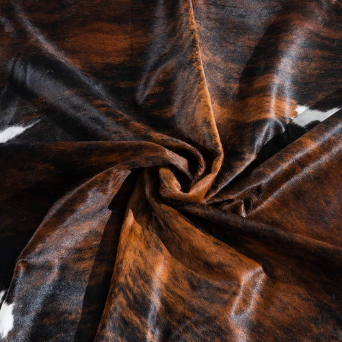 Tricolor Brindle Mix Cowhide Rug Size 7'6" L x 7'1" W 9625