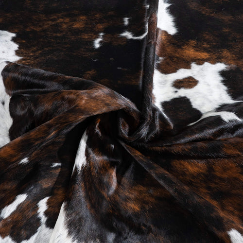 Dark Tricolor Cowhide Rug Size 7'1" L x 6'5" W 9626