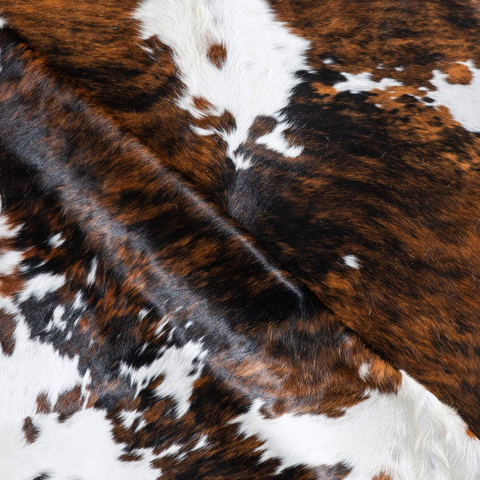 Tricolor Brindle Mix Cowhide Rug Size 7'4" L x 6'5" W 9627