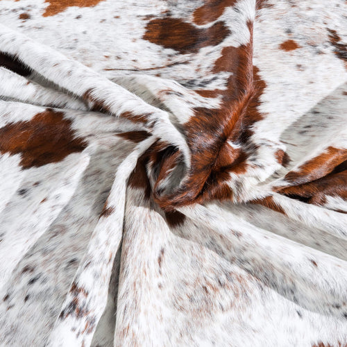 White Tricolor Cowhide Rug Size 7'11" L x 7'2" W 9639