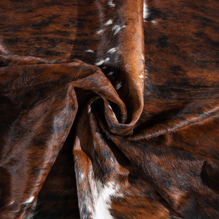 Tricolor Brindle Mix Cowhide Rug Size 6'8" L x 6'3" W 9640