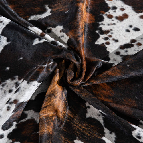 Dark Tricolor Cowhide Rug Size 7'9" L x 6'10" W 9644