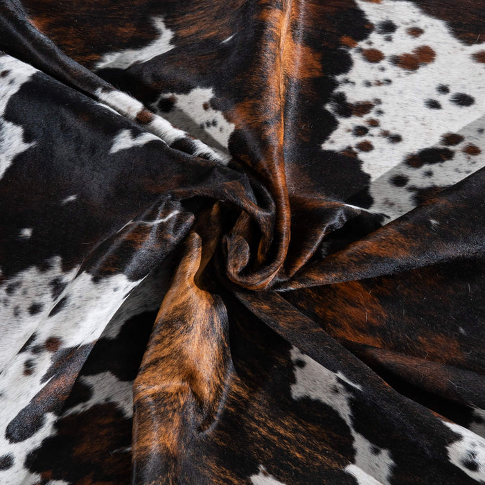 Dark Tricolor Cowhide Rug Size 7'9" L x 6'10" W 9644