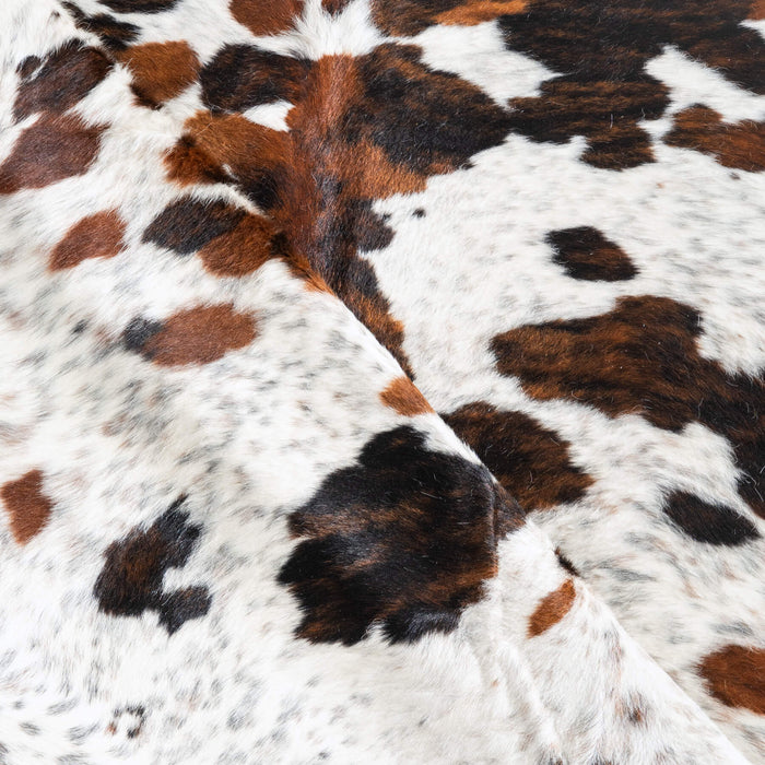White Tricolor Cowhide Rug Size 6'4" L x 5'9" W 9652