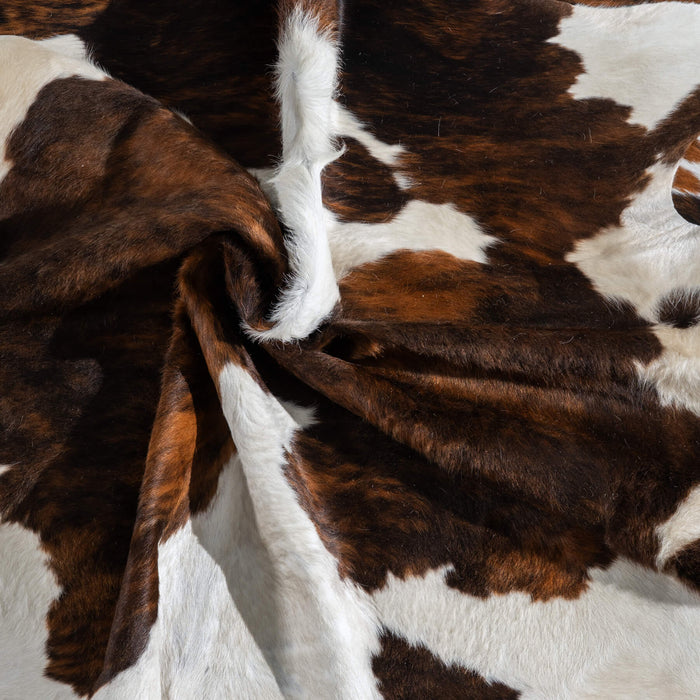 Tricolor Brindle Mix Cowhide Rug Size 6'9" L x 5'7" W 9654