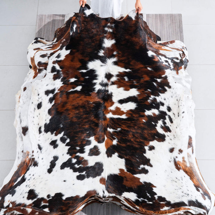 Tricolor Cowhide Rug Size 6'7" L x 6'5" W 9657