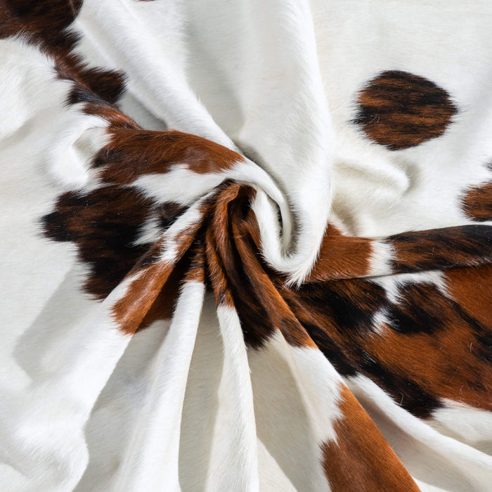 White Tricolor Cowhide Rug Size 7'3" L x 6'3" W 9665