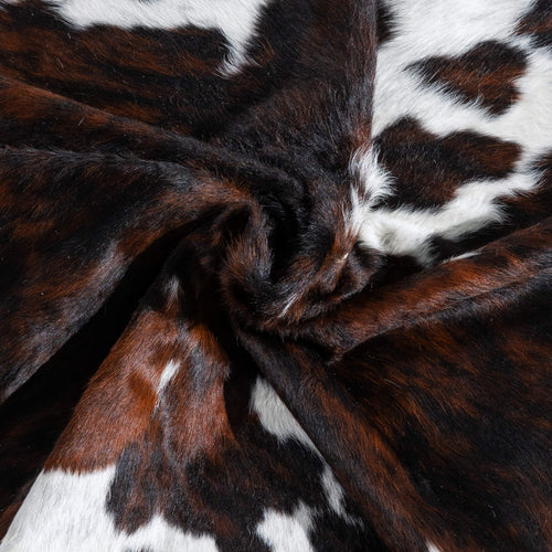 Dark Tricolor Cowhide Rug Size 7'4" L x 6'2" W 9666