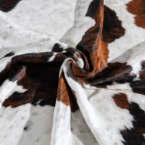 White Tricolor Cowhide Rug Size 7'3" L x 6'7" W 9667