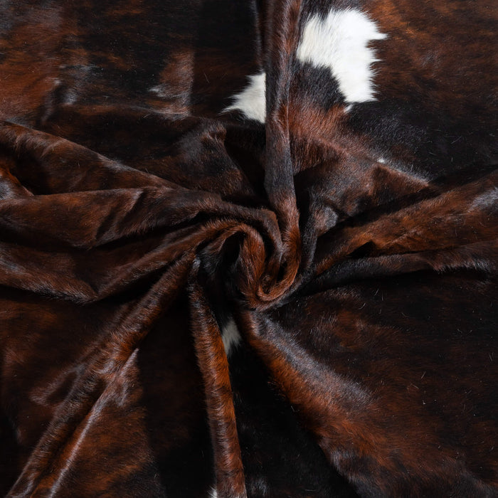 Dark Tricolor Cowhide Rug Size 7'11" L x 7'1" W 9670
