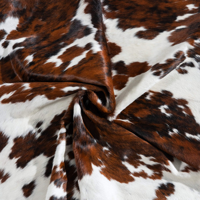 White Tricolor Cowhide Rug Size 6'4" L x 5'4" W 9674