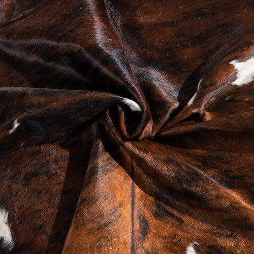 Tricolor Brindle Mix Cowhide Rug Size 6'6" L x 5'5" W 9675