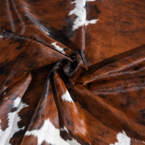 Tricolor Brindle Mix Cowhide Rug Size 7'2" L x 6'8" W 9676