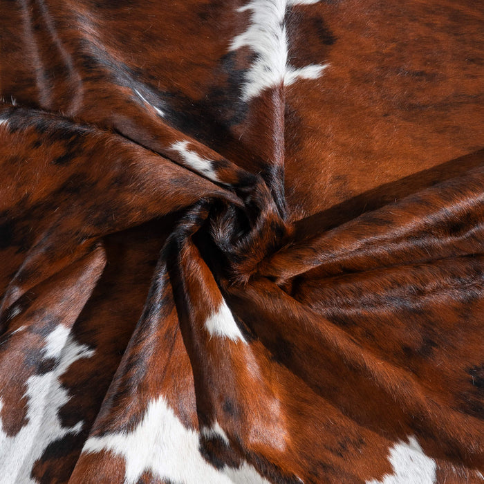 Tricolor Brindle Mix Cowhide Rug Size 7'2" L x 6'8" W 9676