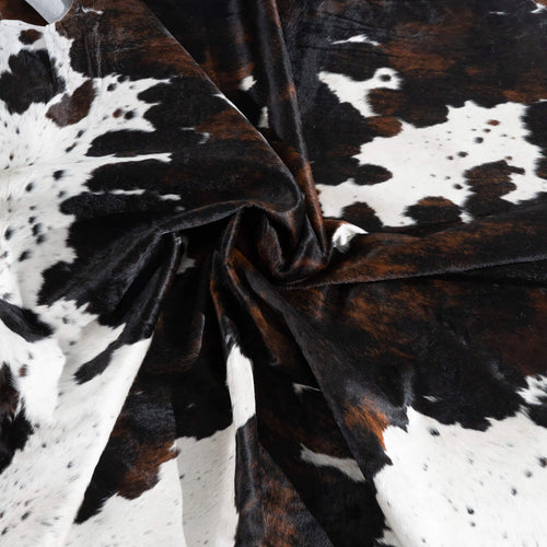 Dark Tricolor Cowhide Rug Size 7'1" L x 7'4" W 9678