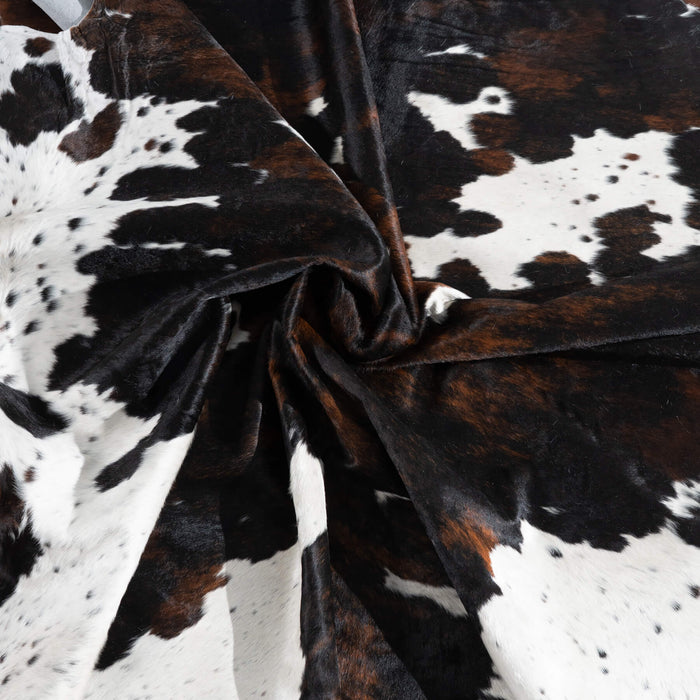 Dark Tricolor Cowhide Rug Size 7'1" L x 7'4" W 9678