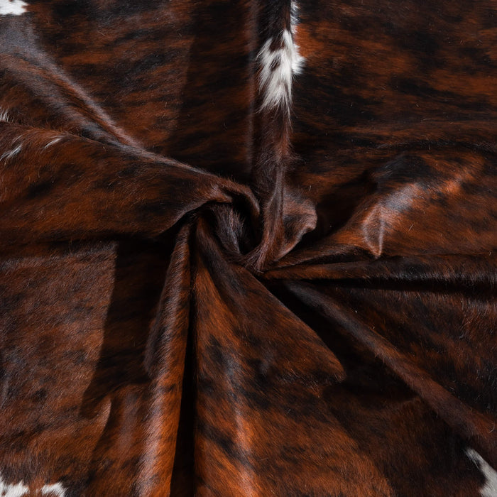 Tricolor Brindle Mix Cowhide Rug Size 7'2" L x 6'0" W 9680