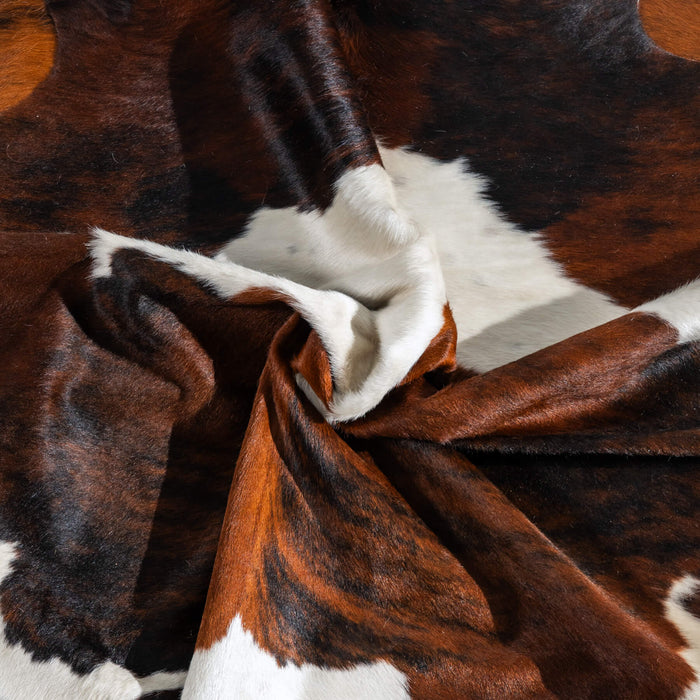 Tricolor Brindle Mix Cowhide Rug Size 6'11" L x 5'11" W 9682