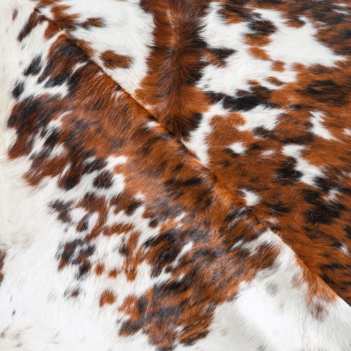 White Tricolor Cowhide Rug Size 7'11" L x 6'8" W 9684