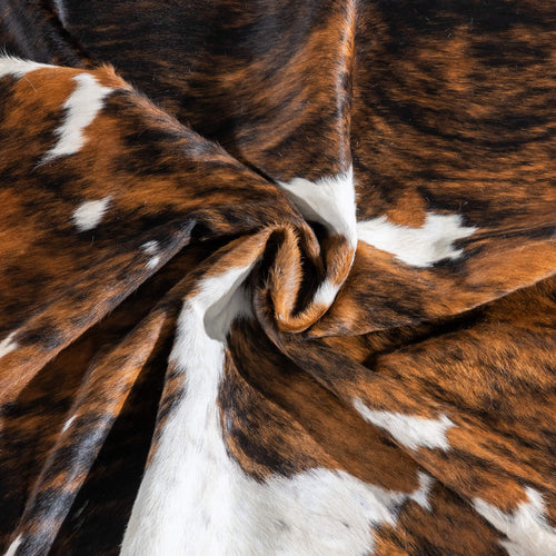 Tricolor Brindle Mix Cowhide Rug Size 7'3" L x 6'7" W 9685