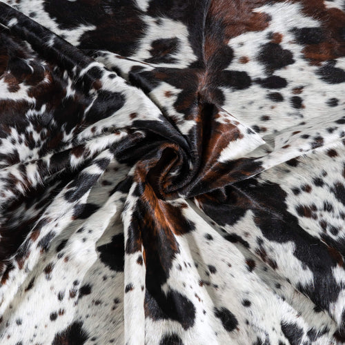 White Tricolor Cowhide Rug Size 7'7" L x 6'8" W 9687