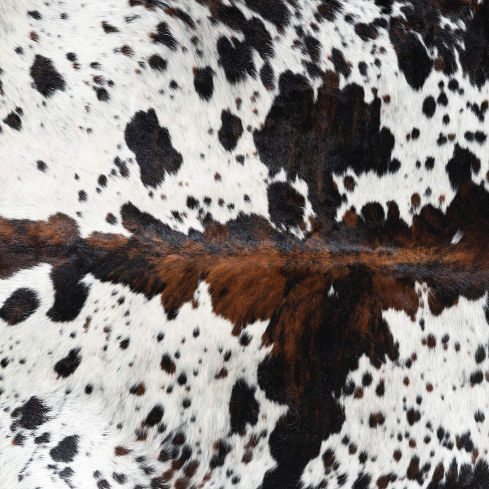 White Tricolor Cowhide Rug Size 7'7" L x 6'8" W 9687