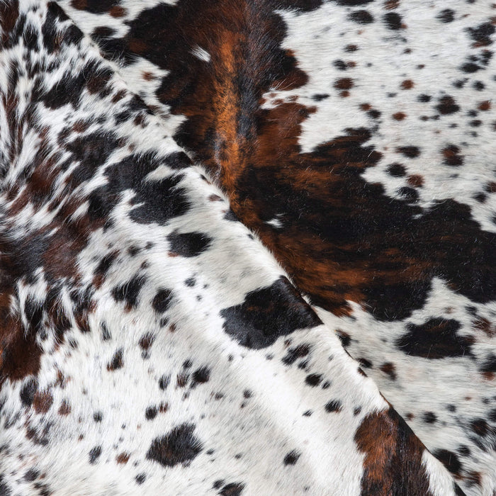 White Tricolor Cowhide Rug Size 7'7" L x 6'8" W 9687