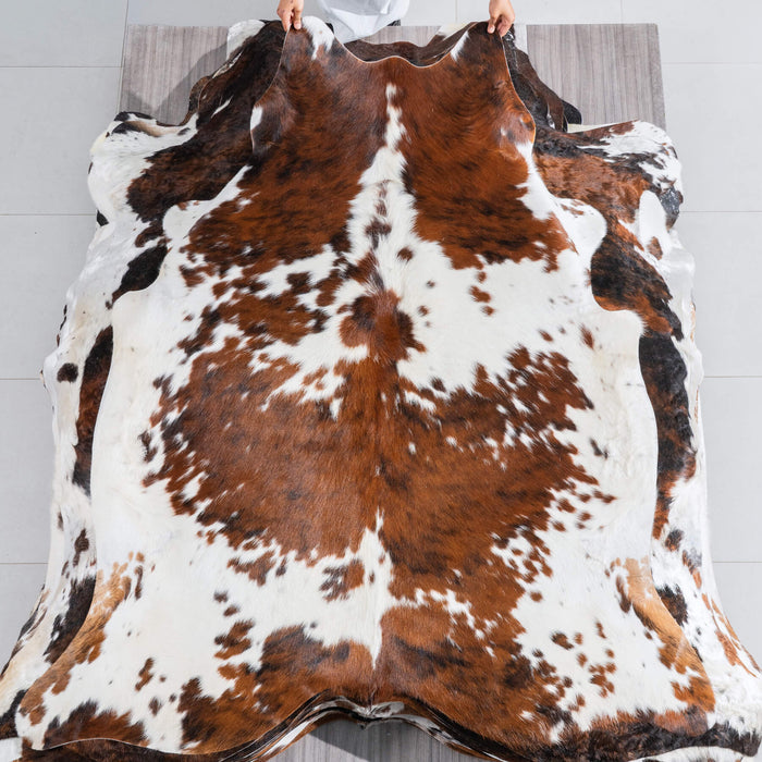 Tricolor Cowhide Rug Size 6'6" L x 5'10" W 9695