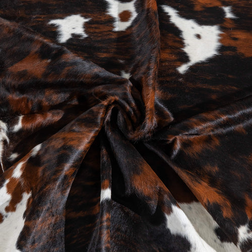 Dark Tricolor Cowhide Rug Size 7'8" L x 6'2" W 9698