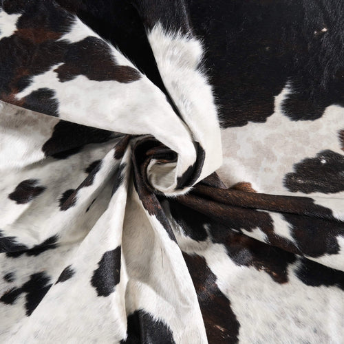 Vintage White Tricolor Cowhide Rug Size 8'0" L x 6'10" W 9710