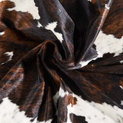 Vintage Tricolor Cowhide Rug Size 7'1" L x 6'5" W 9713