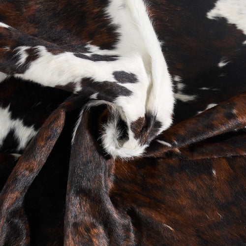 Vintage Tricolor Cowhide Rug Size 7'1" L x 6'2" W 9720