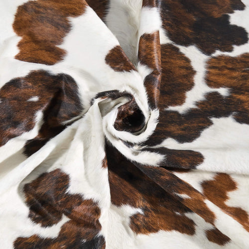 Vintage White Tricolor Cowhide Rug Size 7'6" L x 6'6" W 9724