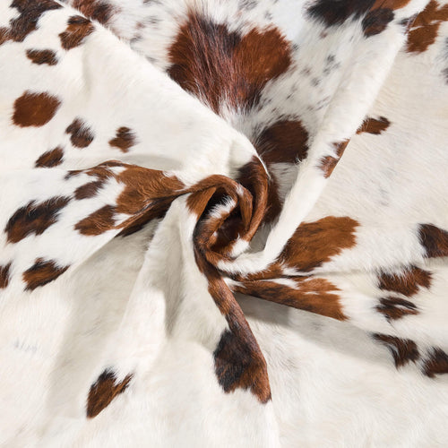 Vintage White Tricolor Cowhide Rug Size 6'7" L x 6'2" W 9725