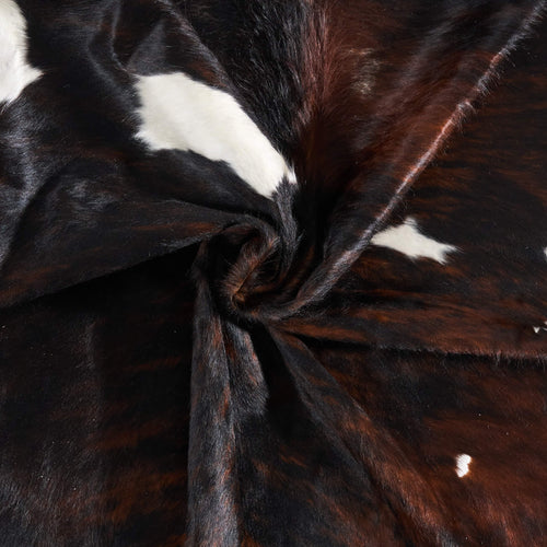 Vintage Tricolor Brindle Mix Cowhide Rug Size 7'9" L x 7'8" W 9728