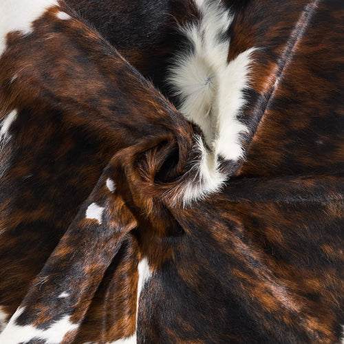 Vintage Tricolor Cowhide Rug Size 6'11" L x 5'11" W 9747