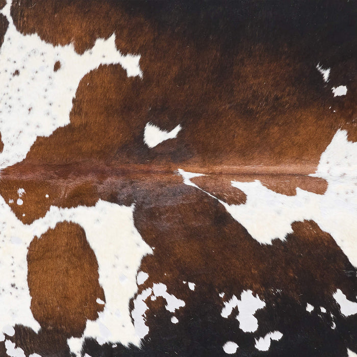 Vintage Chocolate and White Cowhide Rug Size 7'8" L x 6'11" W 9754