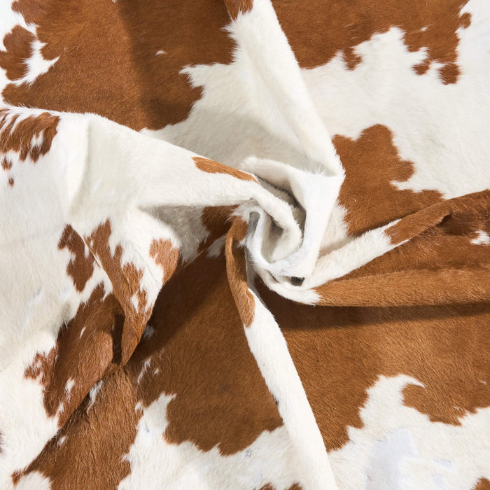 Vintage Brown and White Cowhide Rug Size 7'1" L x 5'7" W 9755
